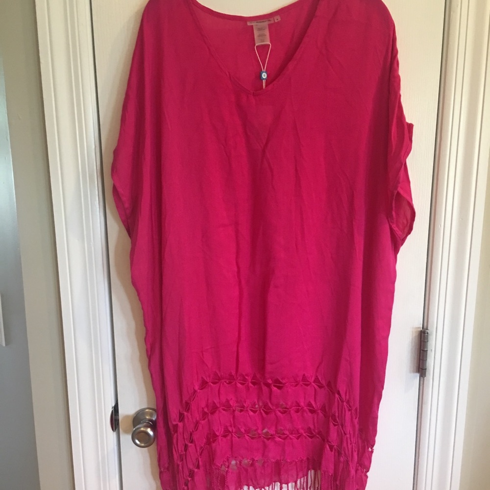 Bleu Rod Beattie Pink Cover Up Tunic Caftan